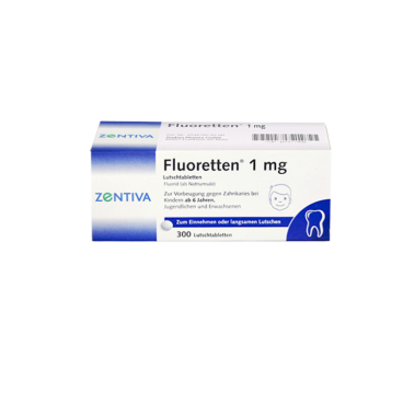 Купить Фторид натрия Fluoretten таблетки 1.1 мг (0.5 мг чистого иона фторида) №300! в Москве